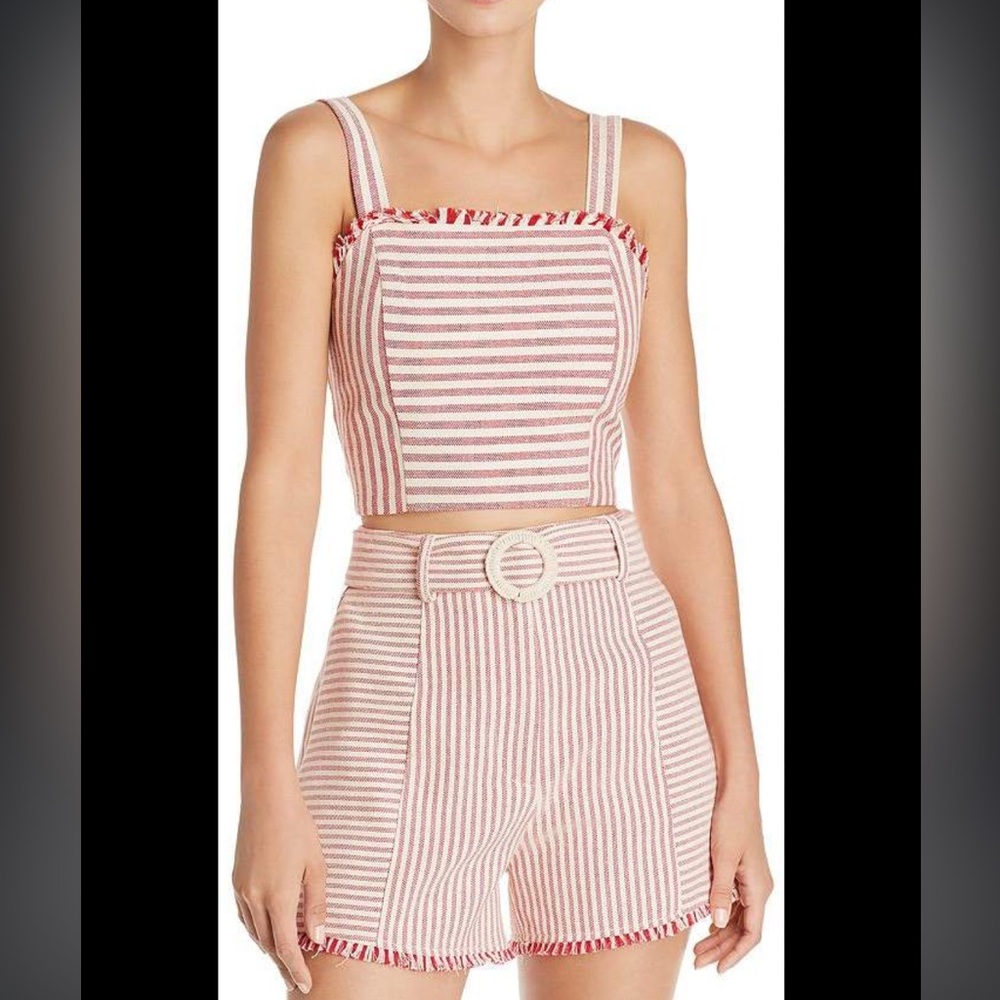AQUA red and ivory stripe set NWT